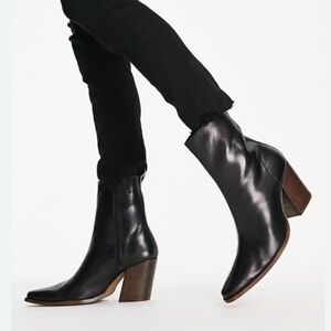 ASOS Black and Brown Ankle Boots with‎ Chunky Heel